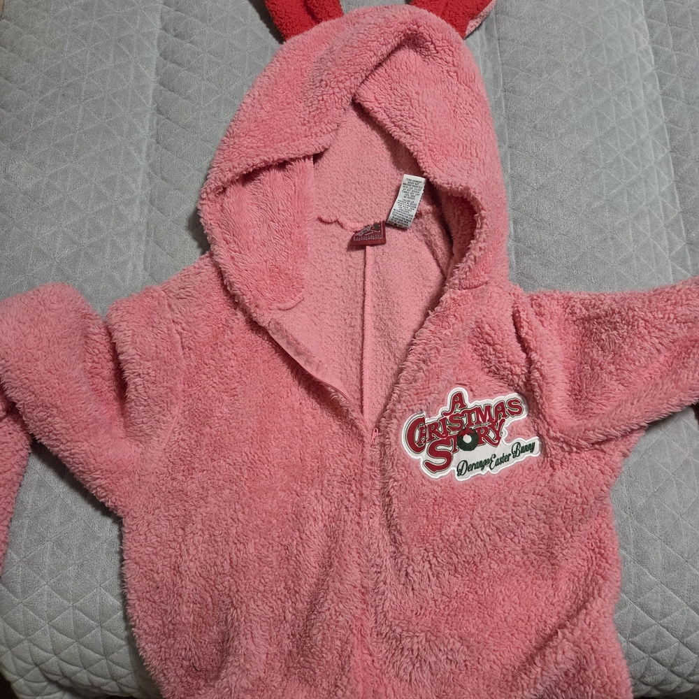 Men's Pink Fleece Hoodie with Christmas Patch
